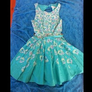 Size 6 Floral Turquoise Dress by Lauren Conrad 🌷